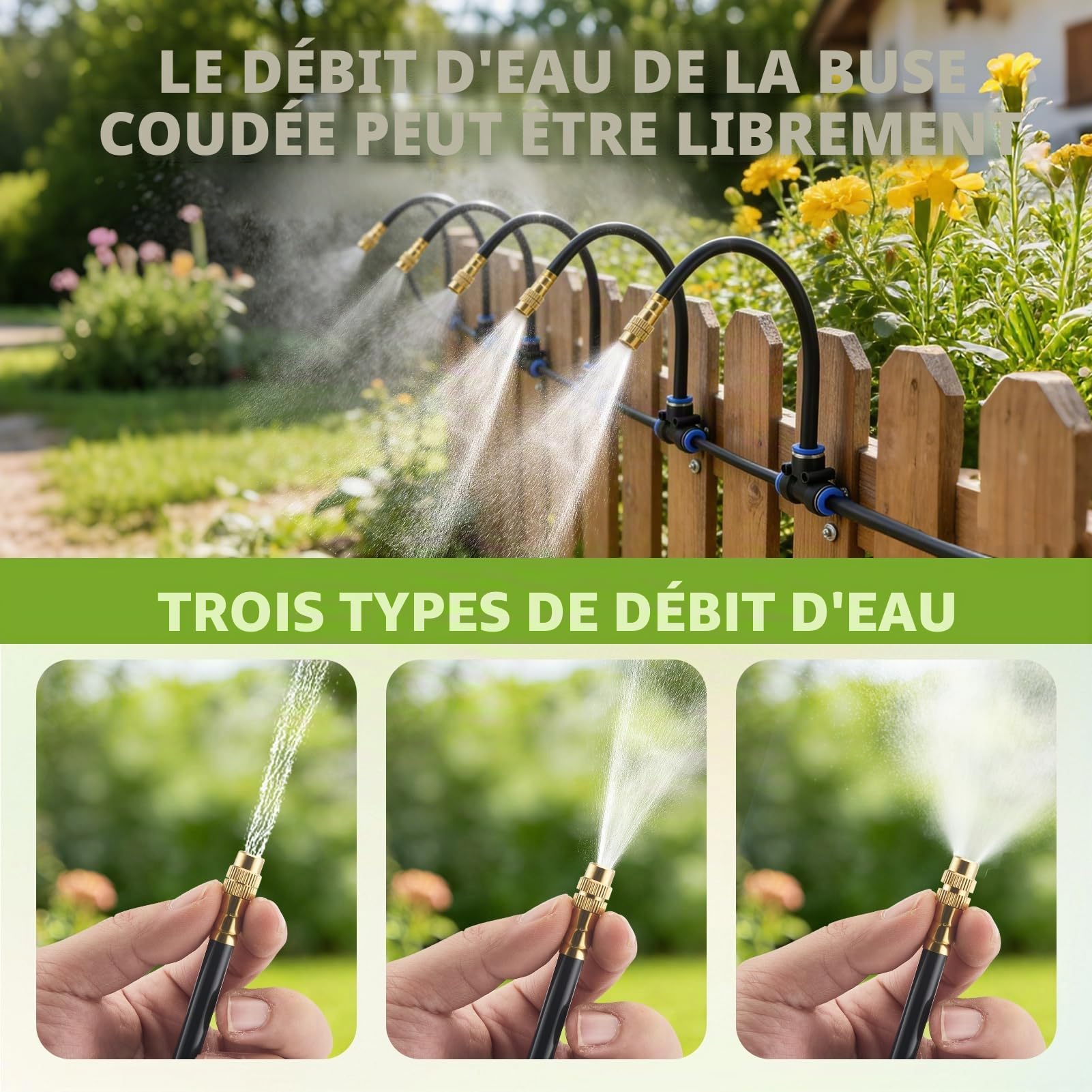360° Curved Garden Automatic Irrigation System, Arrosage Automatique Pour Jardin avec 24 Buses Réglables, Kit de Système d’Irrigation pour De Plein Air Garden, Yard, Lawn(30M)