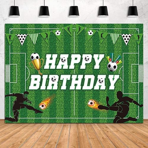 Miniatura 5 de Fondo de fútbol para fiesta de cumpleaños, decoración temática deportiva grande para niños, campo de fútbol, fondo de fotos para reuniones