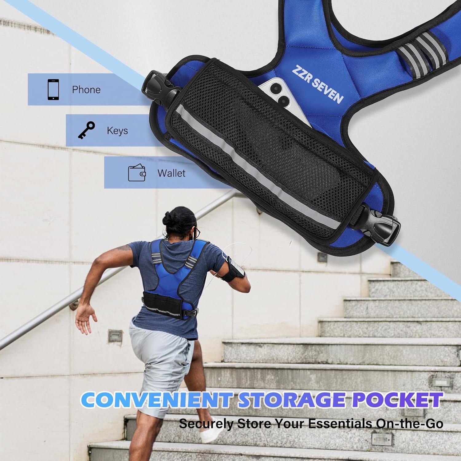 Weighted Vest for Women and Men, 4-10lbs/11-20lbs Adjustable Weighted Vest with 6 Iron Sand Weights, Running Vest for Strength Training, Workout, Running, Fitness, Weight Loss