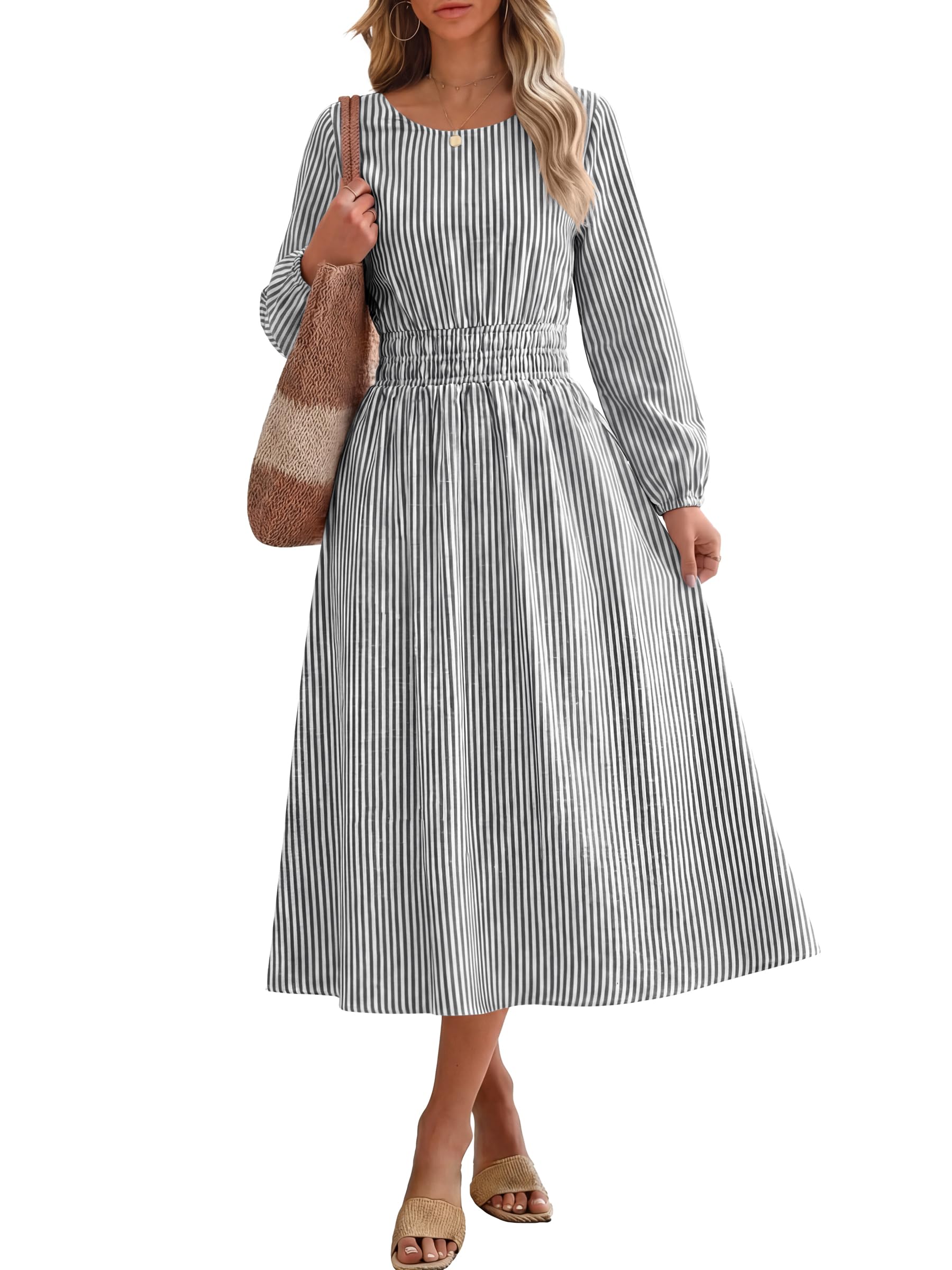 30% Off ANRABESS Striped Midi Dress – Code WAUPRTAJ