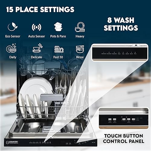 Miniatura 6 de Ecuador 24 in Lavavajillas Top Control 3 Rack 15 lugar 0.12 oz QUIET 51 dB 110V EStar in Negro