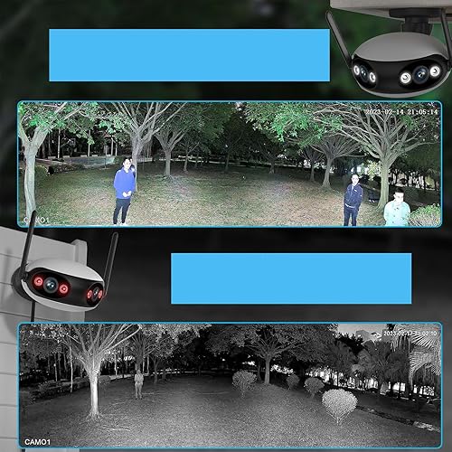 Miniatura 5 de Cámara de seguridad para exteriores, cámara inalámbrica de doble lente 2K con detección de movimiento, cámara de seguridad nocturna IP66 a todo