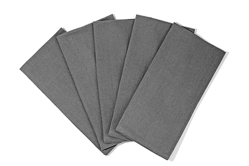 Gray Flour Sack Tea Towels - 100% Cotton, 5 Pack, 27'x27' Extra Large, Highly Absorbent Gray Dish Drying Towels - Lint-F