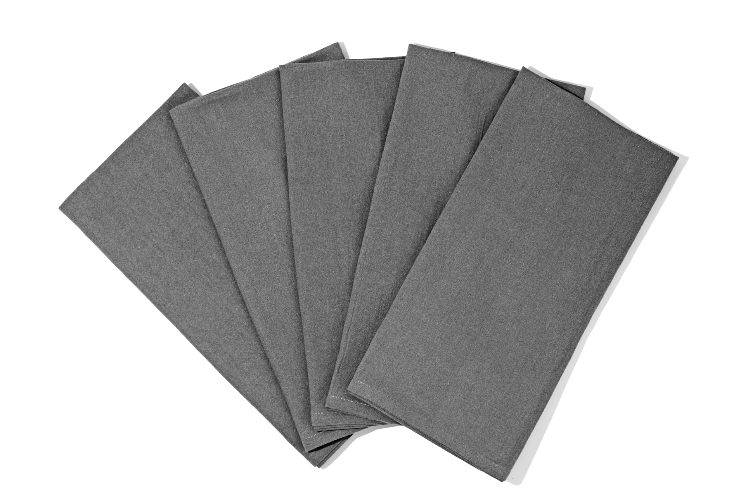 Gray Flour Sack Tea Towels - 100% Cotton, 5 Pack, 27"x27" Extra Large, Highly Absorbent Gray Dish Drying Towels - Lint-Free Baking Towels,