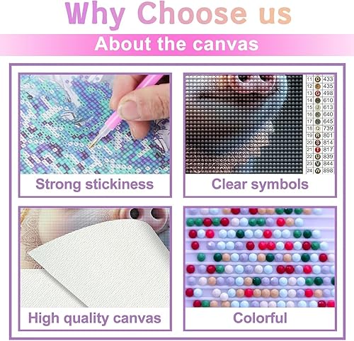 Miniatura 3 de Noche Kits de pintura de diamantes de cerdo lindo para adultos, kits de arte de diamantes 5D para bricolaje, diamante de taladro completo para