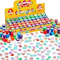JOYIN 50 Self-Ink Stamps for Kids - Assorted 50 Designs Zoo Animals Holidays Party Favors School Rewards Goodie Bags