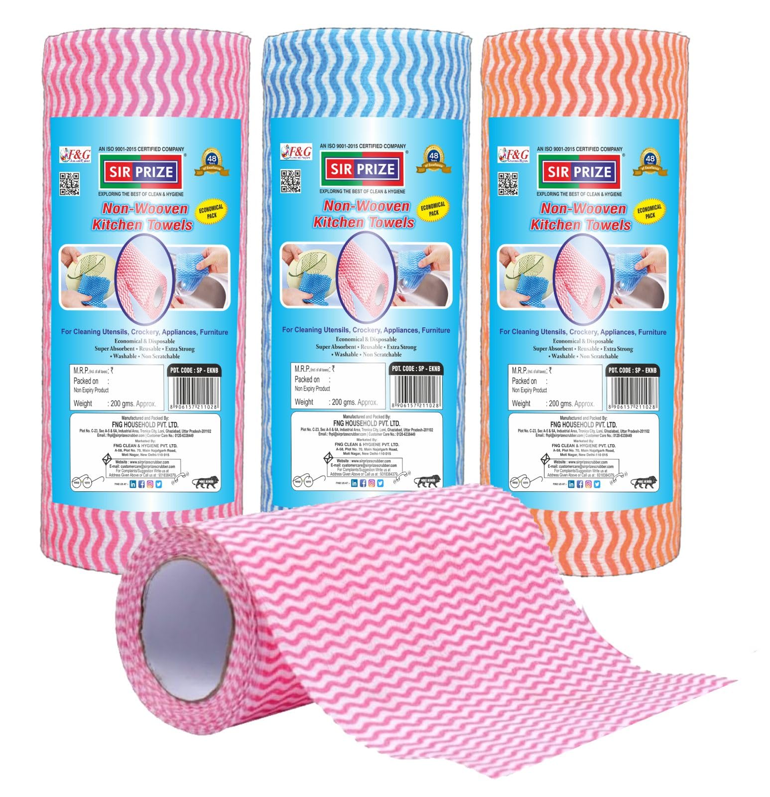 SIR PRIZE Kitchen Tissue Roll 80 Pulls Pack of 3 Multipurpose/Towel Washable & Quick-Dry Non-Woven Super Absorbent Reusable Tissue Roll-image-6