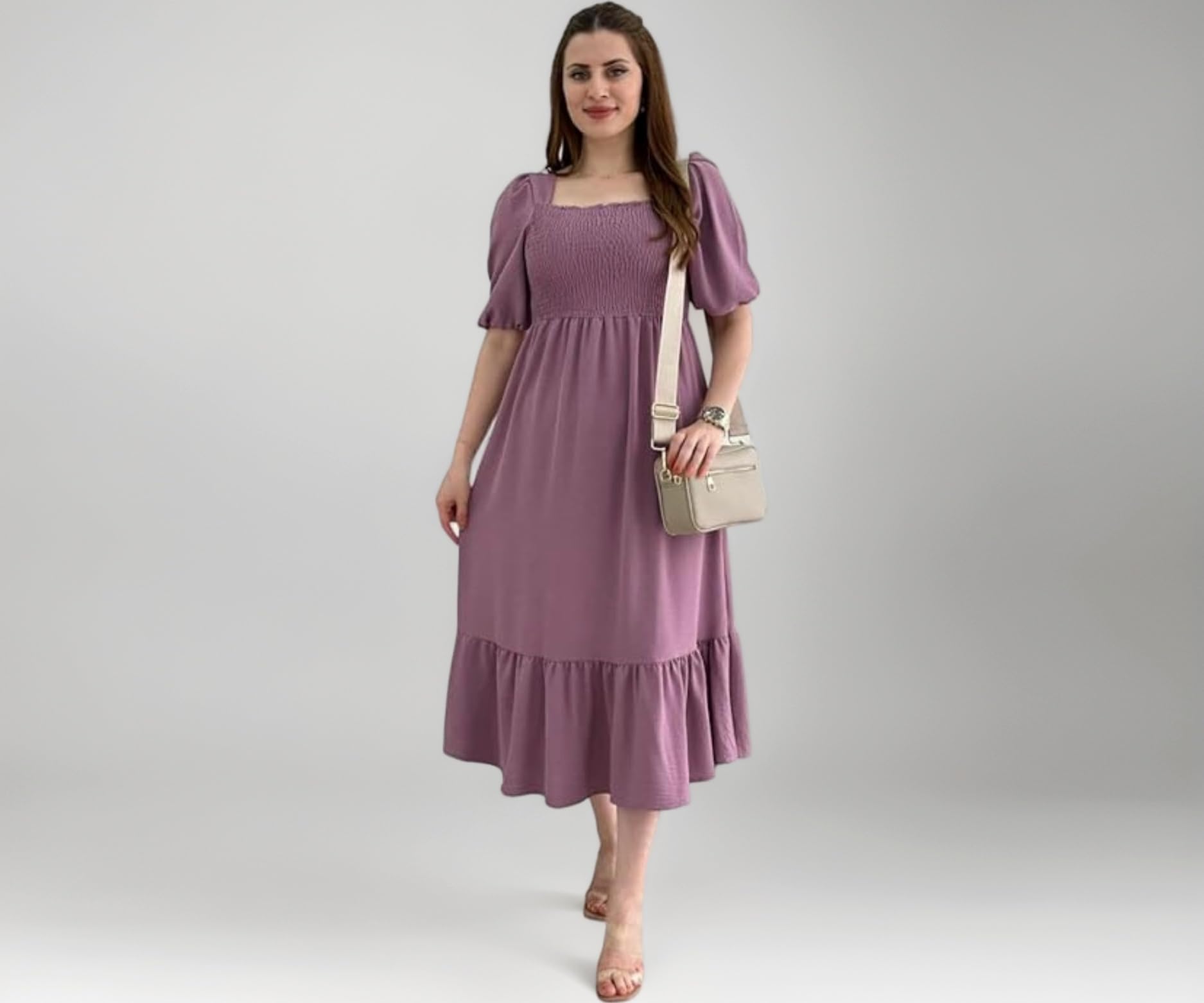Sheetal Associates Women Casual Regular Sleeves Crepe Solid Fit and Flare Dress - Pack of 1