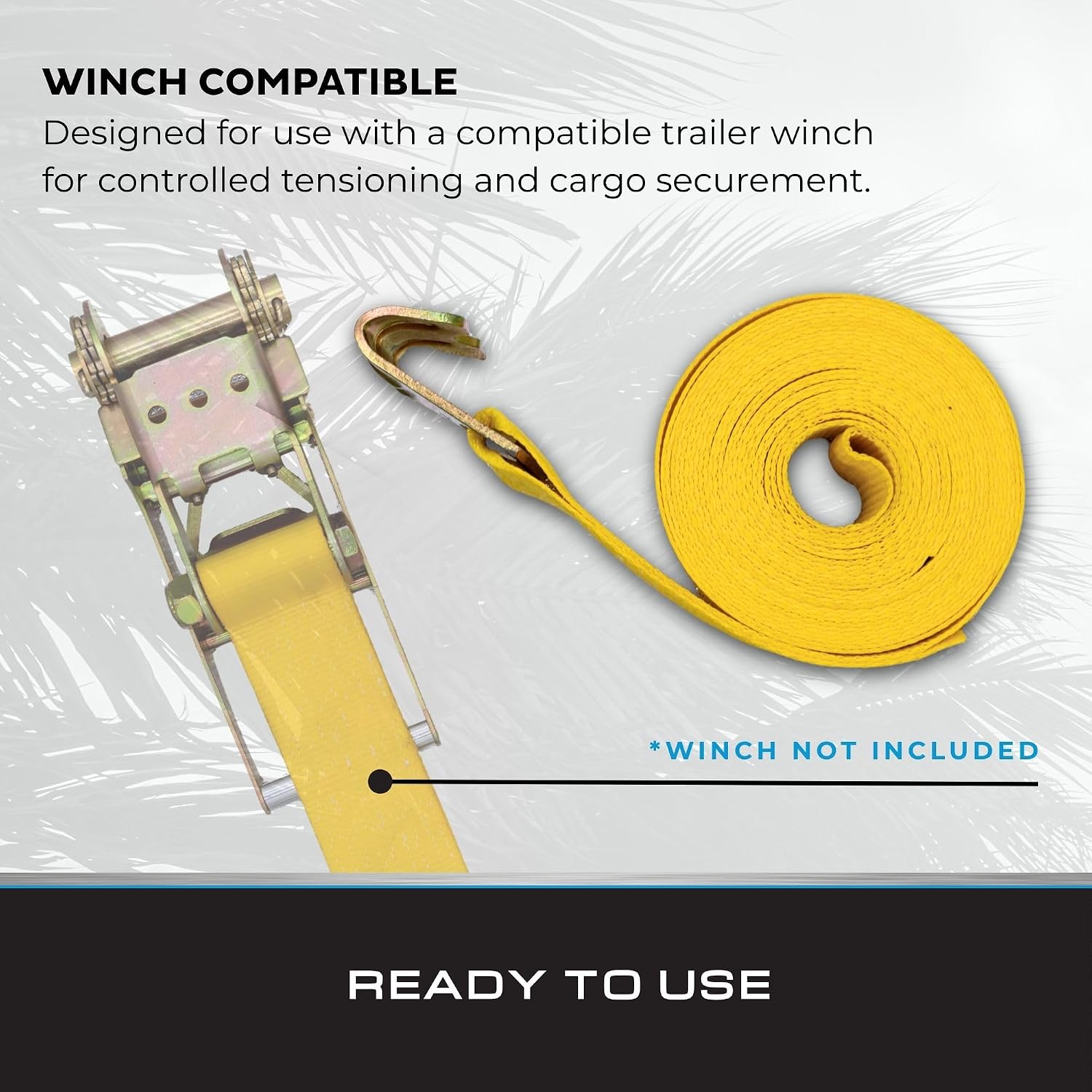 4 in. x 30 ft. Yellow Winch Strap with Flat Hook, 1-Pack