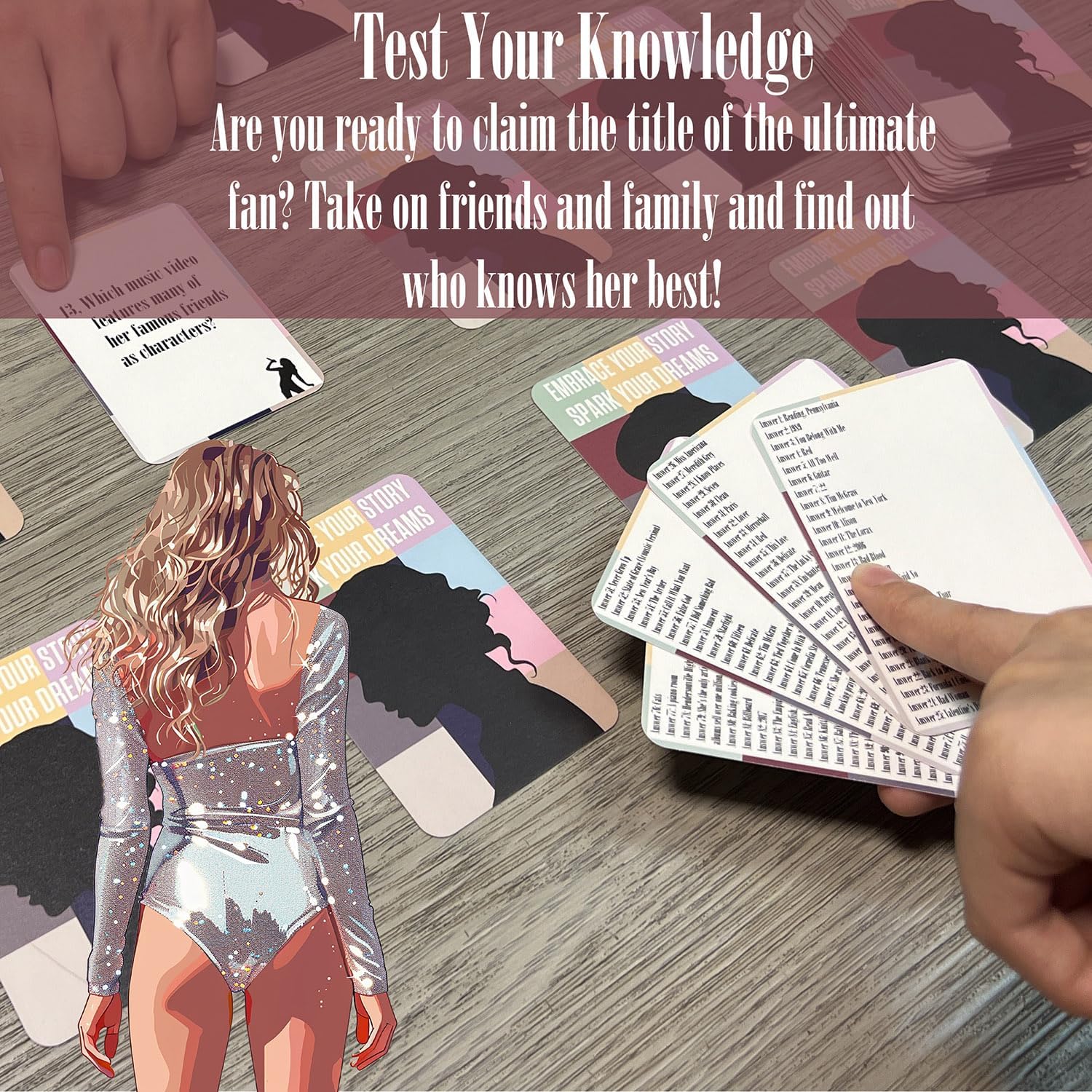 Enchanted Pop Star Card Game, Taylor 100 Question & Answer Cards for Ultimate Music Lovers, Taylor Gift Merch for Game Nights, Birthday Party Favors for Girls Women