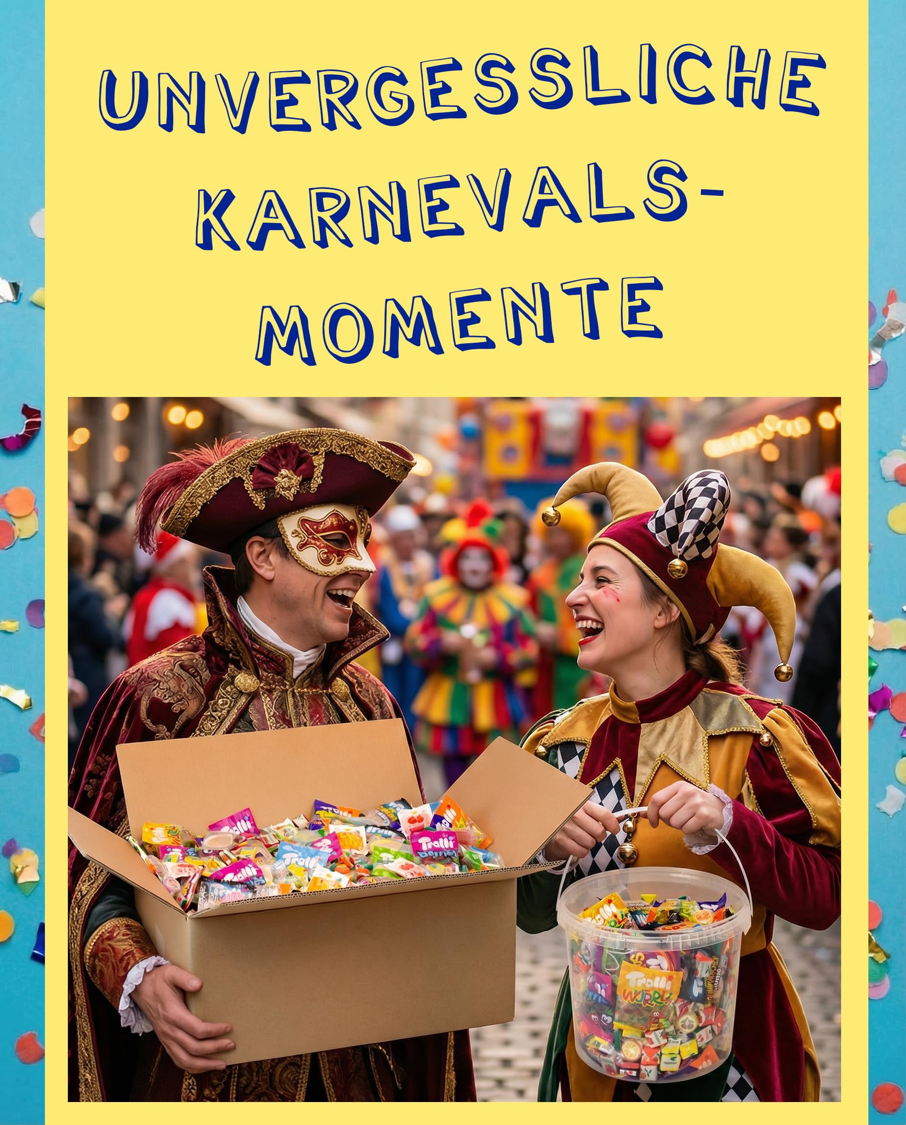 Karneval-Wurfmaterial mit Süßigkeiten – 8,4 kg bunte Auswahl an abgepackten Süßigkeiten für Fasching und Karneval – Spaß für Groß und Klein