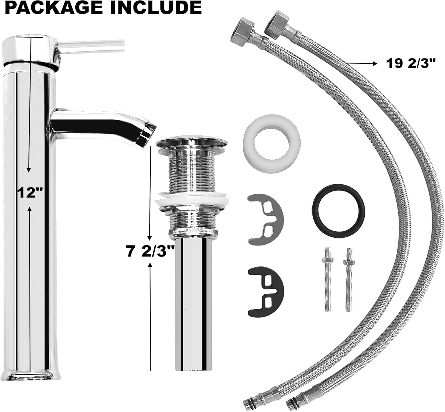 16.5"D x 16.5"W x 5.5"H Round Tempered Clear Glass Bathroom Vessel Sink Combo – Chrome Faucet & Pop-Up Drain Included
