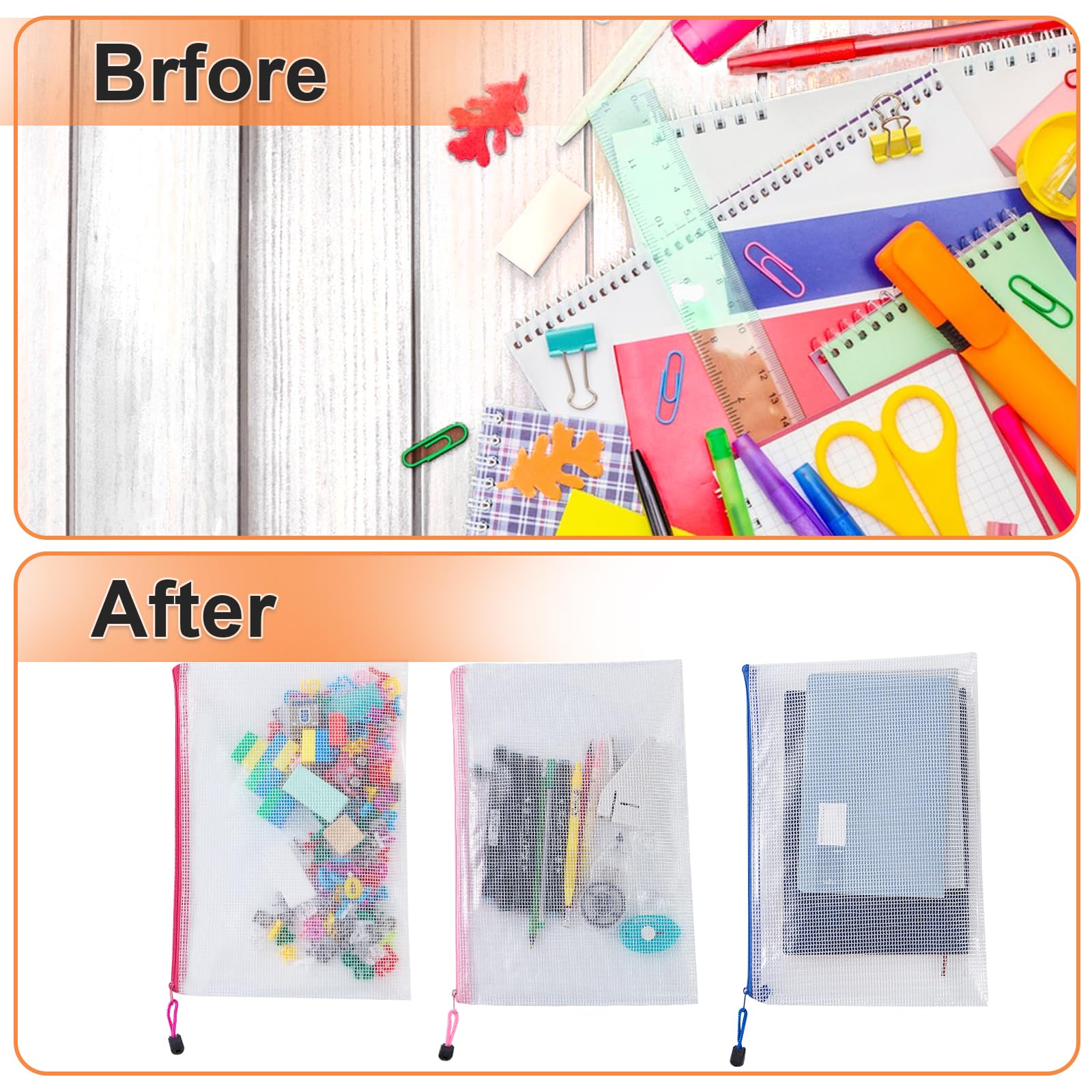 Bolsa para documentos A4, 24 unidades, A4, con cremallera, impermeable, para archivos, papel, documentos, cosméticos y utensilios de viaje