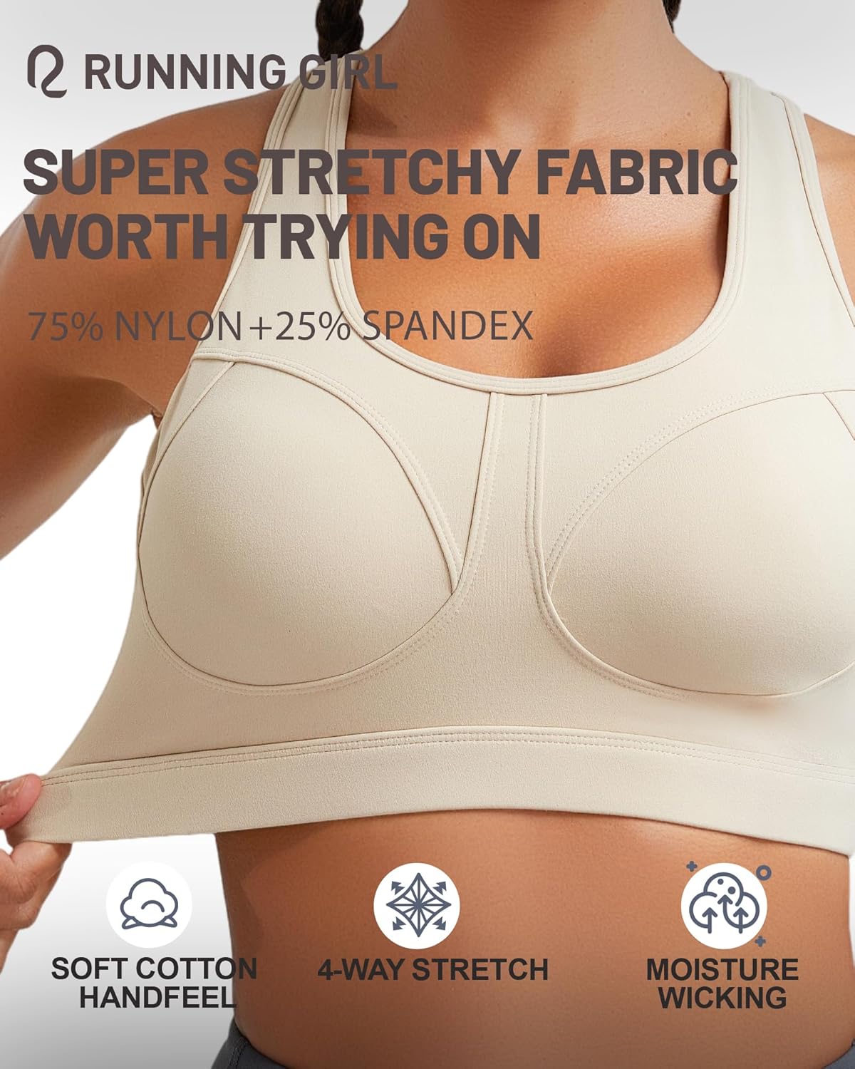 RUNNING GIRL Sports Bras for Women High Support Moulded Cup High Impact Sports Bras Racerback Workout Running Yoga Bra - Image 6