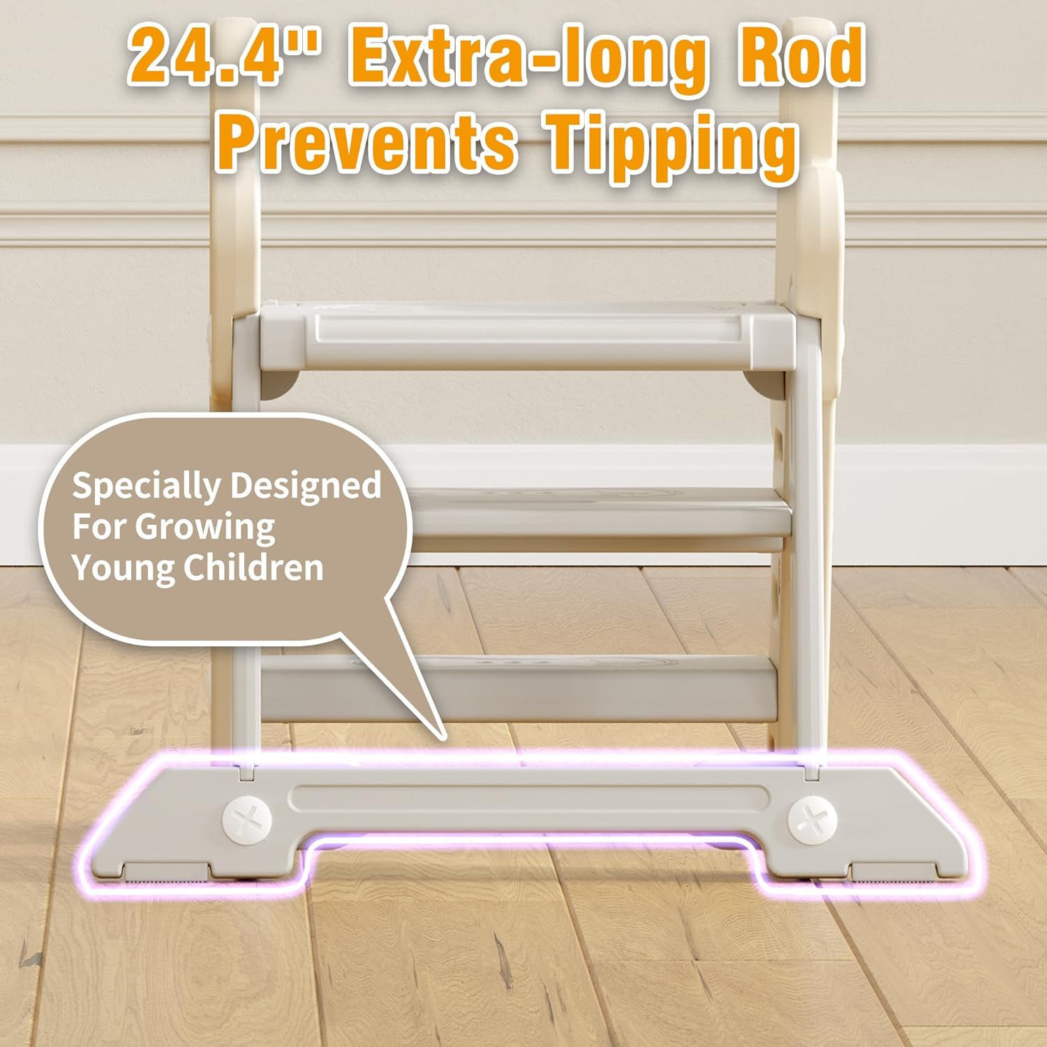 Foldable Step Stool for Bathroom Sink - Adjustable Toilet Trainer & Anti-Tip Guard - Kitchen Learning Stool with Safety Rail,Bookshelf Ladder for Toddlers with Safety Lock,Grey