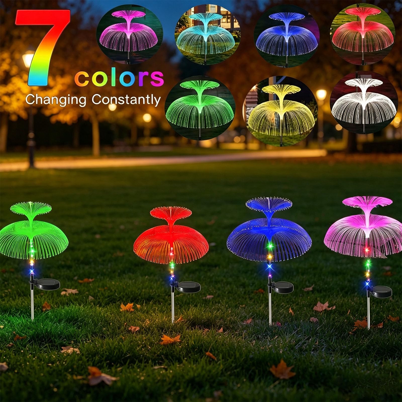 Luz Solar Exterior Jardin, 4 Piezas Luces Solares de medusa IP65 Impermeable Lámparas Solares para Camino Césped lecho de Flores Boda Fiesta