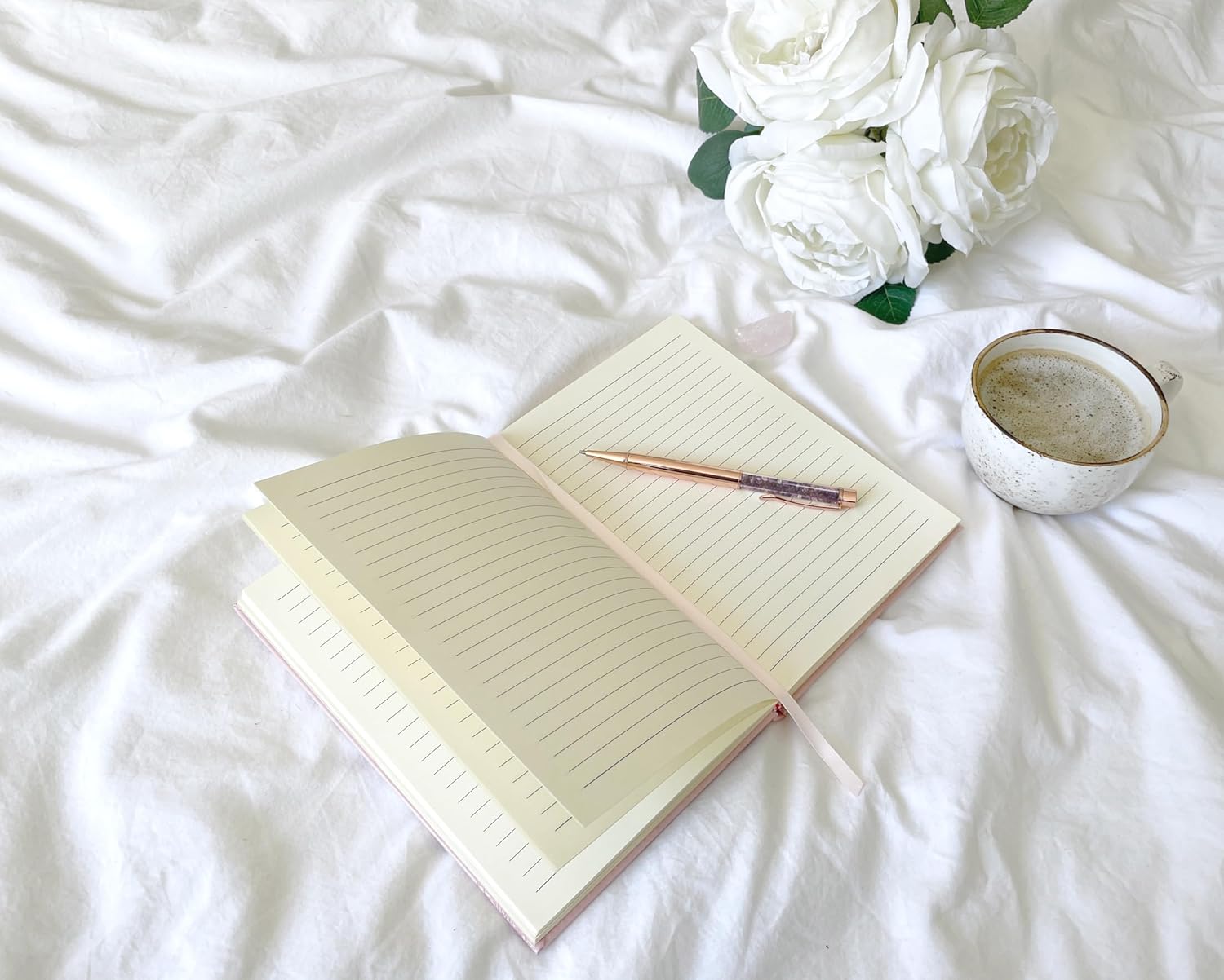 Selene & Gaia Pink Notebook and Pen Spiritual Gifts for Women, Hamsa Hand Notebooks for Writers Gift, Evil Eye Protection Journal for Girls, Writers Gifts (Pink Notebook & Amethyst Pen Set)