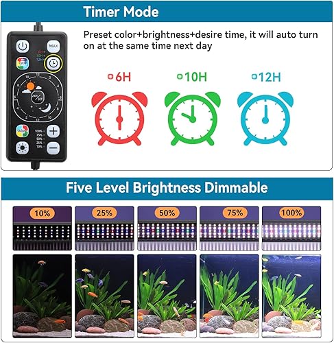 Miniatura 3 de hygger Luz LED para acuario, iluminación de espectro completo con modo de ciclo diurno y nocturno 247 y temporizador de encendidoapagado automático,