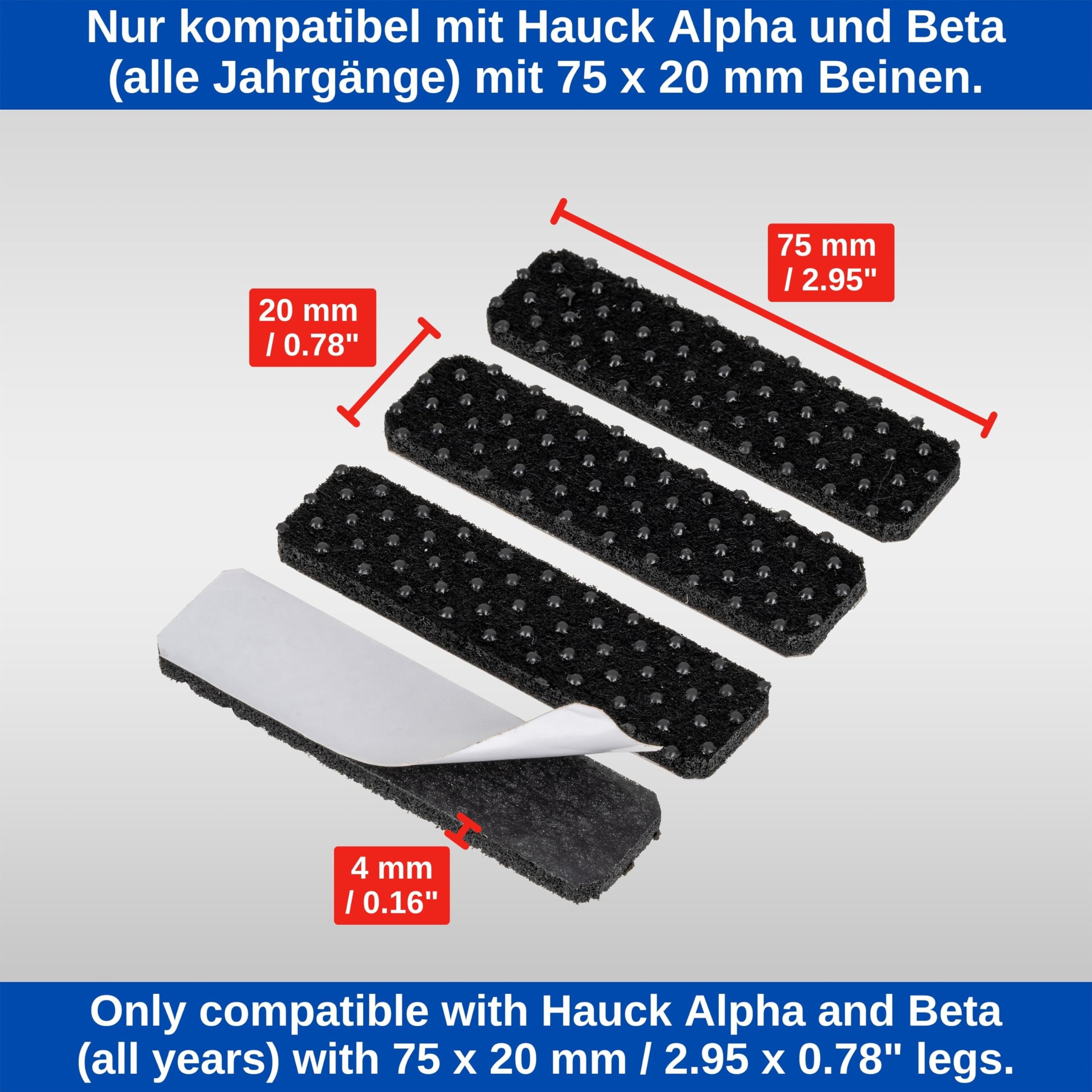 Felt glides with nubs for high chair 1 set, compatible with HAUCK ALPHA and BETA high chair without castors, in black - Image 4