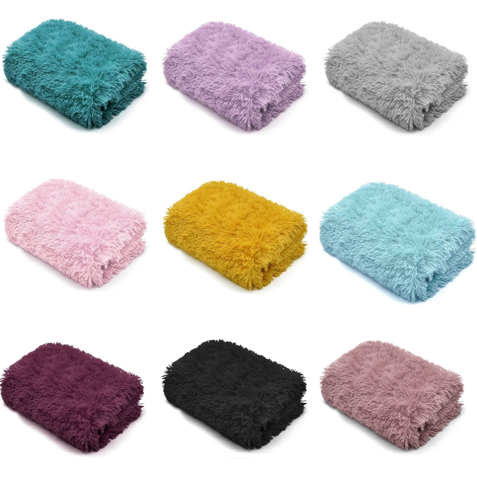 London Dream Duck Egg Throws for Sofas Large Fluffy Warm Soft Blanket, Reversible Hug & Snug Sherpa Fleece Cuddle Throws Blankets (150 x 200 cm, Duck Egg)