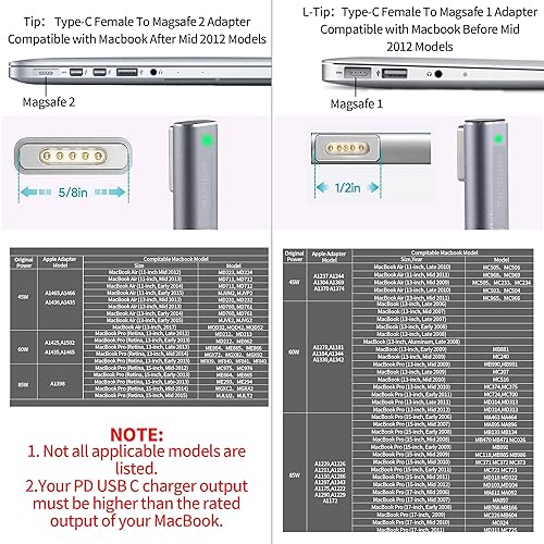 Miniatura 9 de Adaptador magnético USB C de punta en L compatible con 1 MacBook Pro Air magnético, adaptador de carga rápida tipo C PD Power Reemplazo para fuente