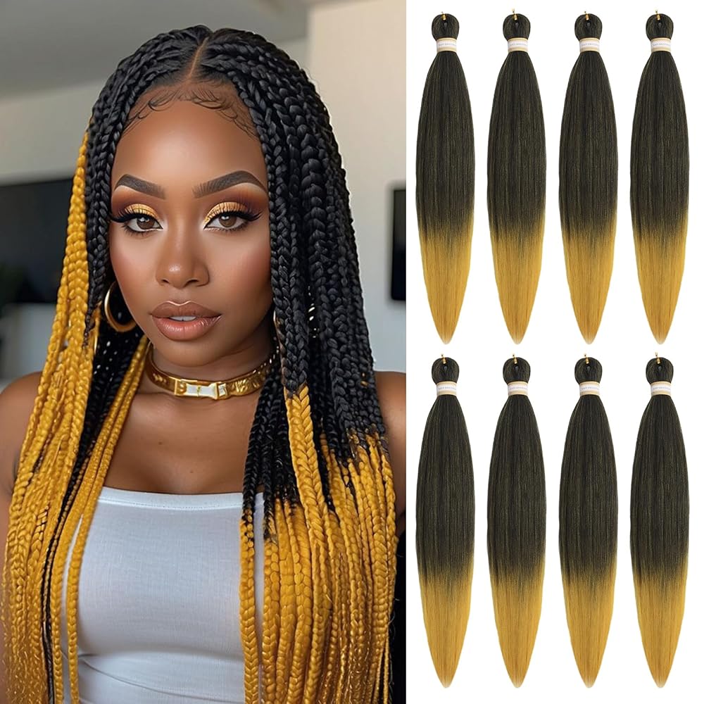 Beyond Beauty Braiding Hair pre stretched, Braids Synthetic Fiber Ombre Yaki Texture, Natural Easy Twist Braids Crochet Hair Hot Water Setting hair extensions