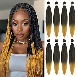 Beyond Beauty Braiding Hair pre stretched, Braids Synthetic Fiber Ombre Yaki Texture, Natural Easy Twist Braids Crochet Hair Hot Water Setting hair extensions