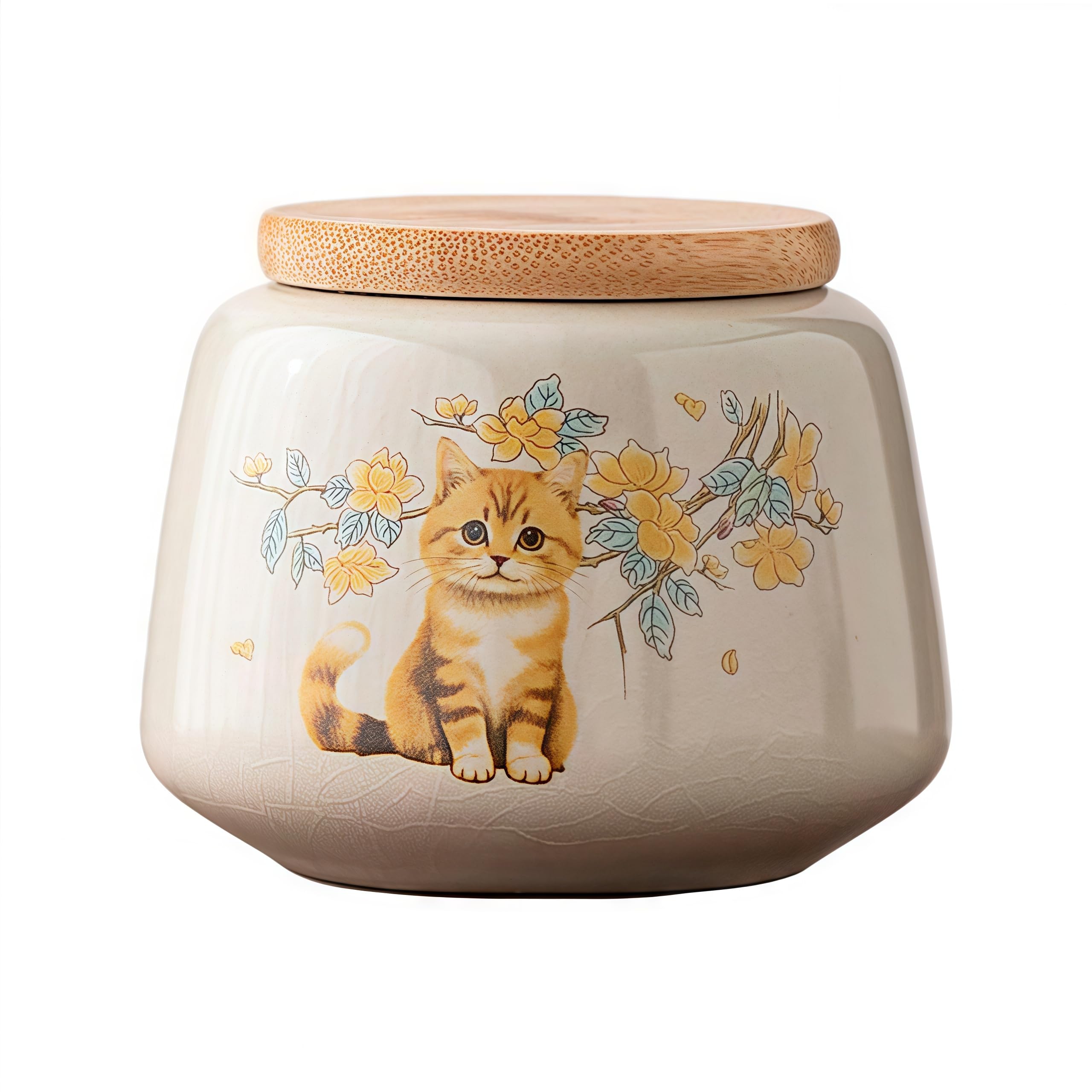 Amazon｜[Kulangsu]木製蓋 陶器 茶筒 160ml 絵柄 おしゃれ かわいい