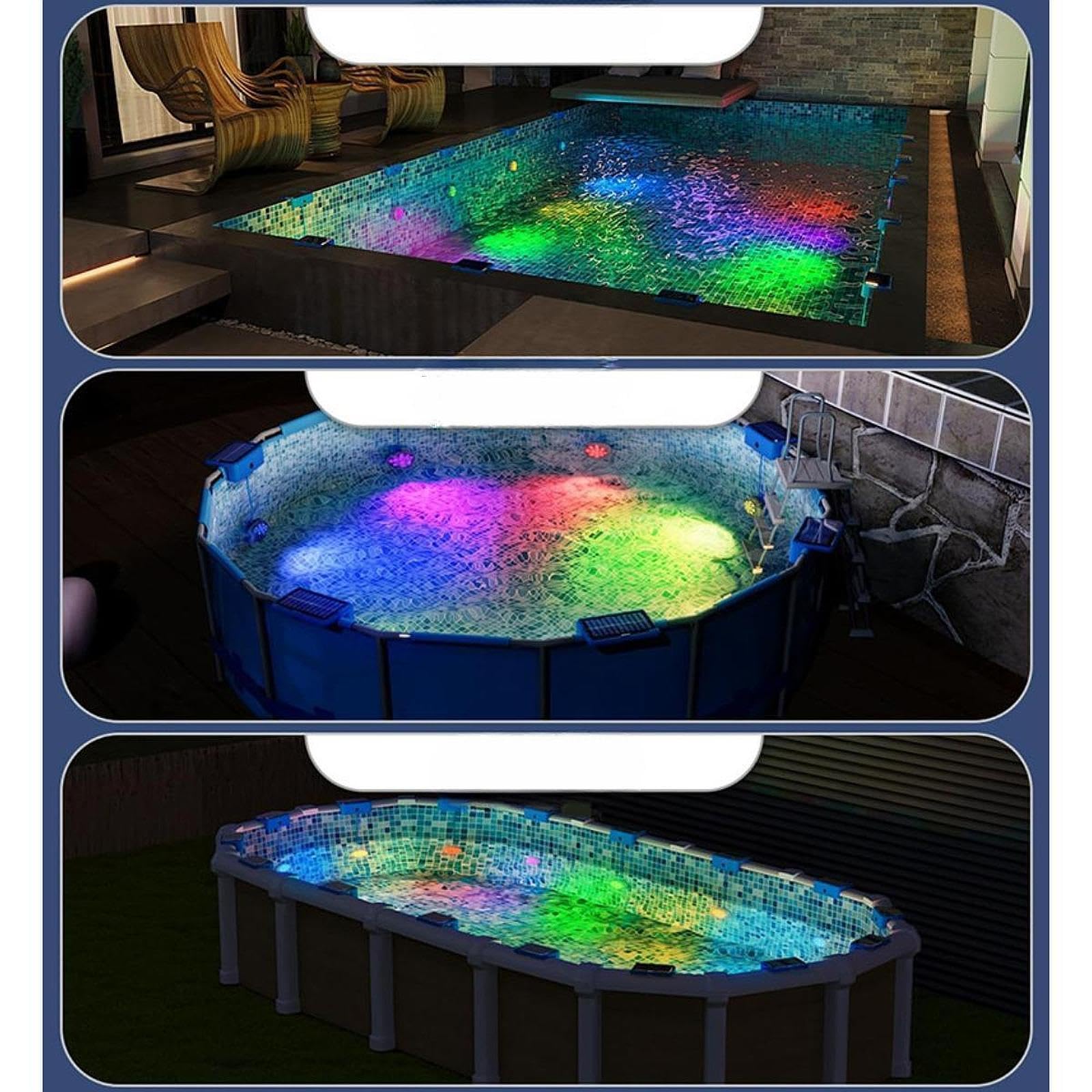Kit D'éclairage Solaire pour Bassins, 1 Mètre, éclairage RGB