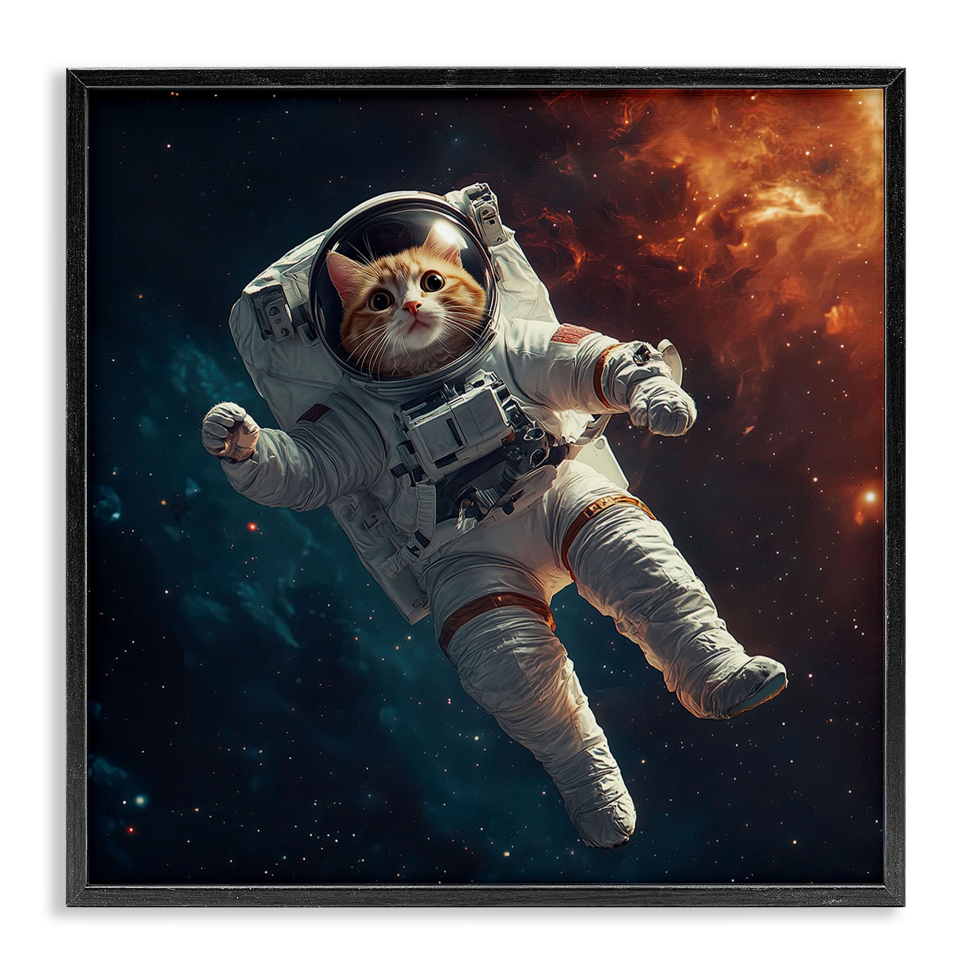 Cadre chat astronaute Jim Baldwin Stupell Industries blanc 43x43 cm