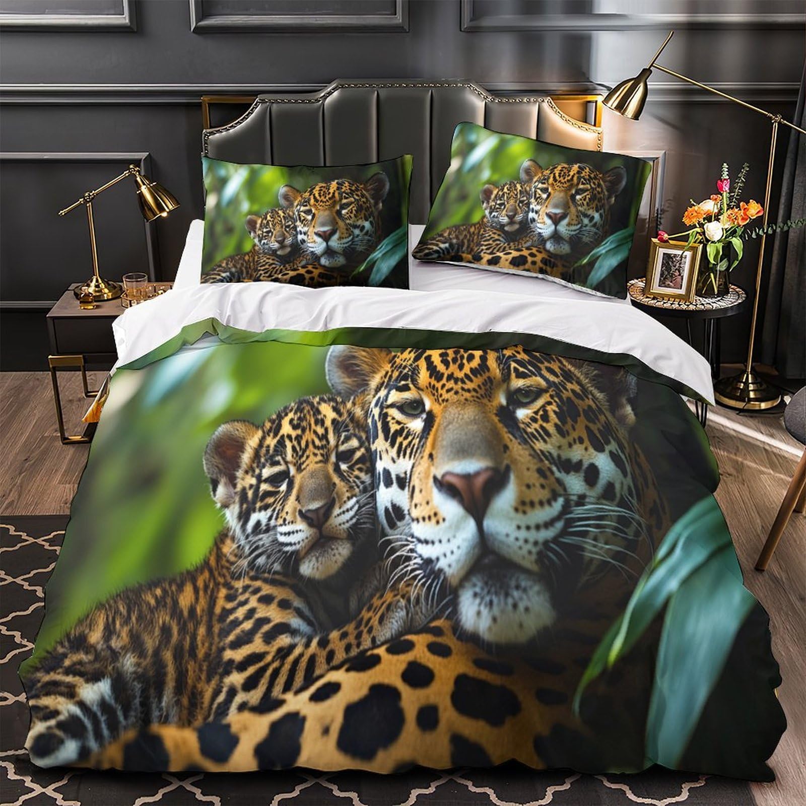 Housse de couette jaguar ultra douce et respirante avec zip résistant