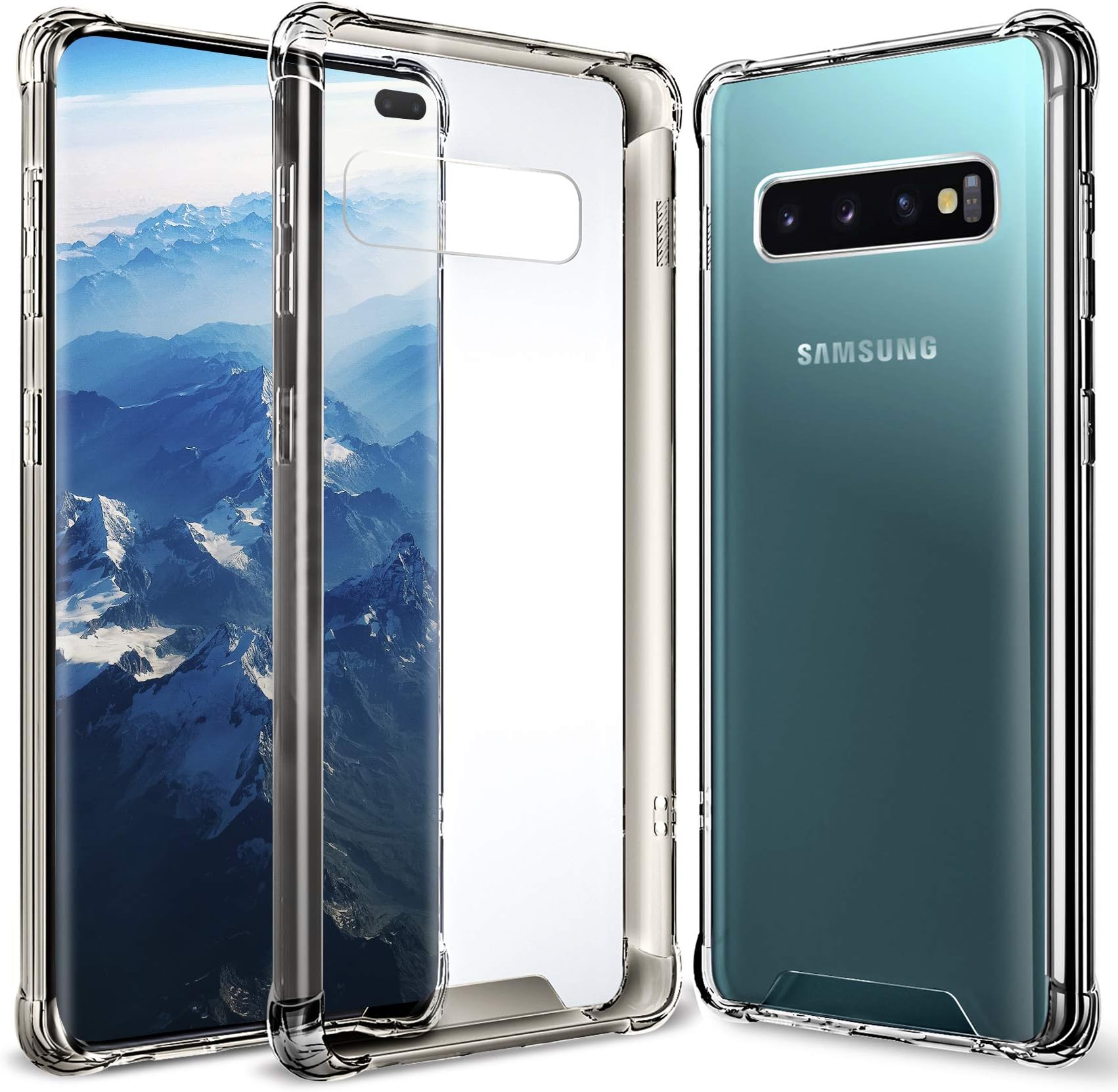GeekZone Galaxy S10 Plus Case Clear, Samsung Crystal Clear Hard Cover Air Shockproof Technology Bumper Anti Scratch Back Drop Protective case for Samsung Galaxy S10 Plus / S10+ - Black
