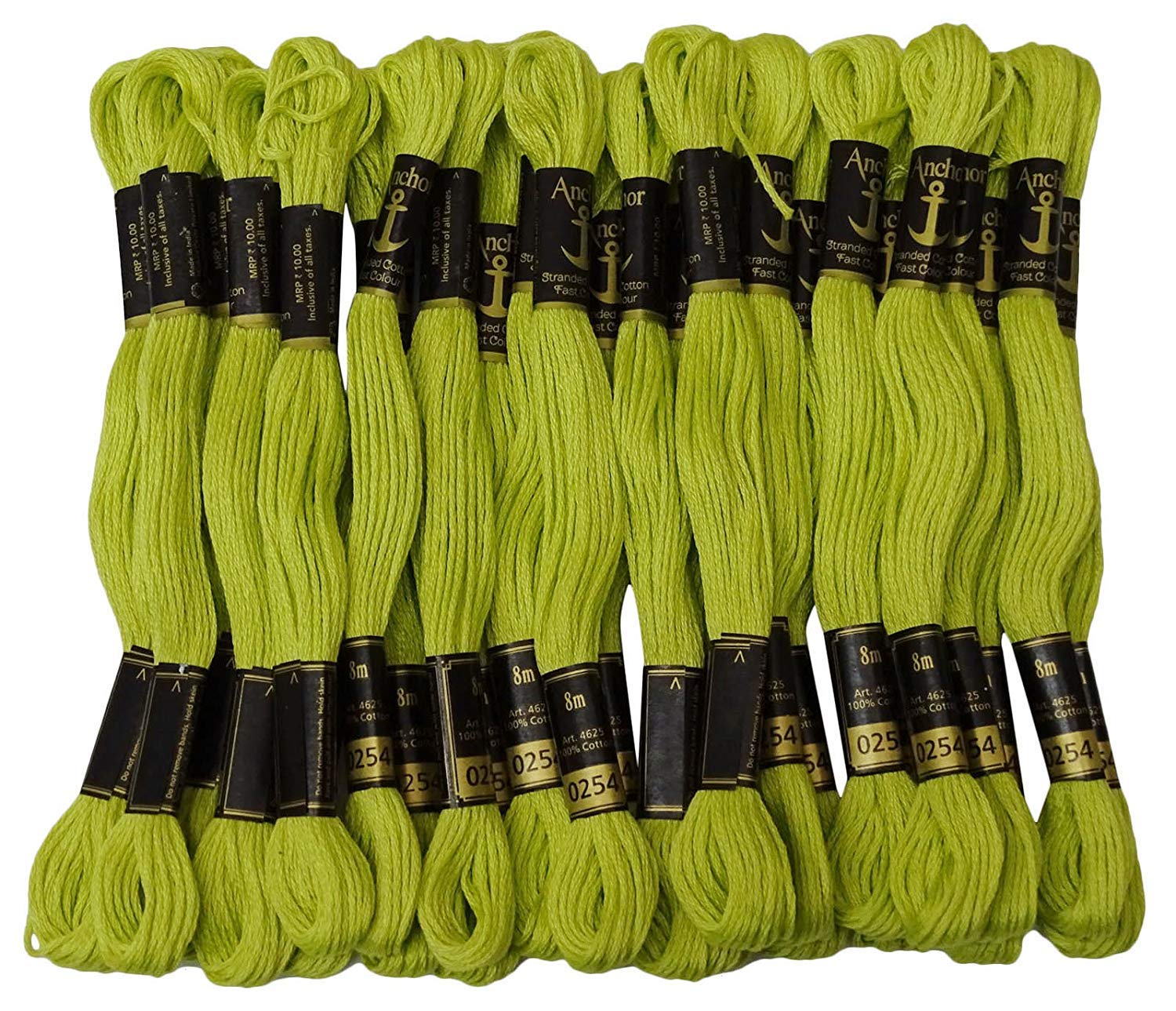 Anchor Cross Stich/Long Stich Embroidery Cotton Threads, Pack of 10, 8 Mt Each Skeins (Light Olive Green)-picture-11