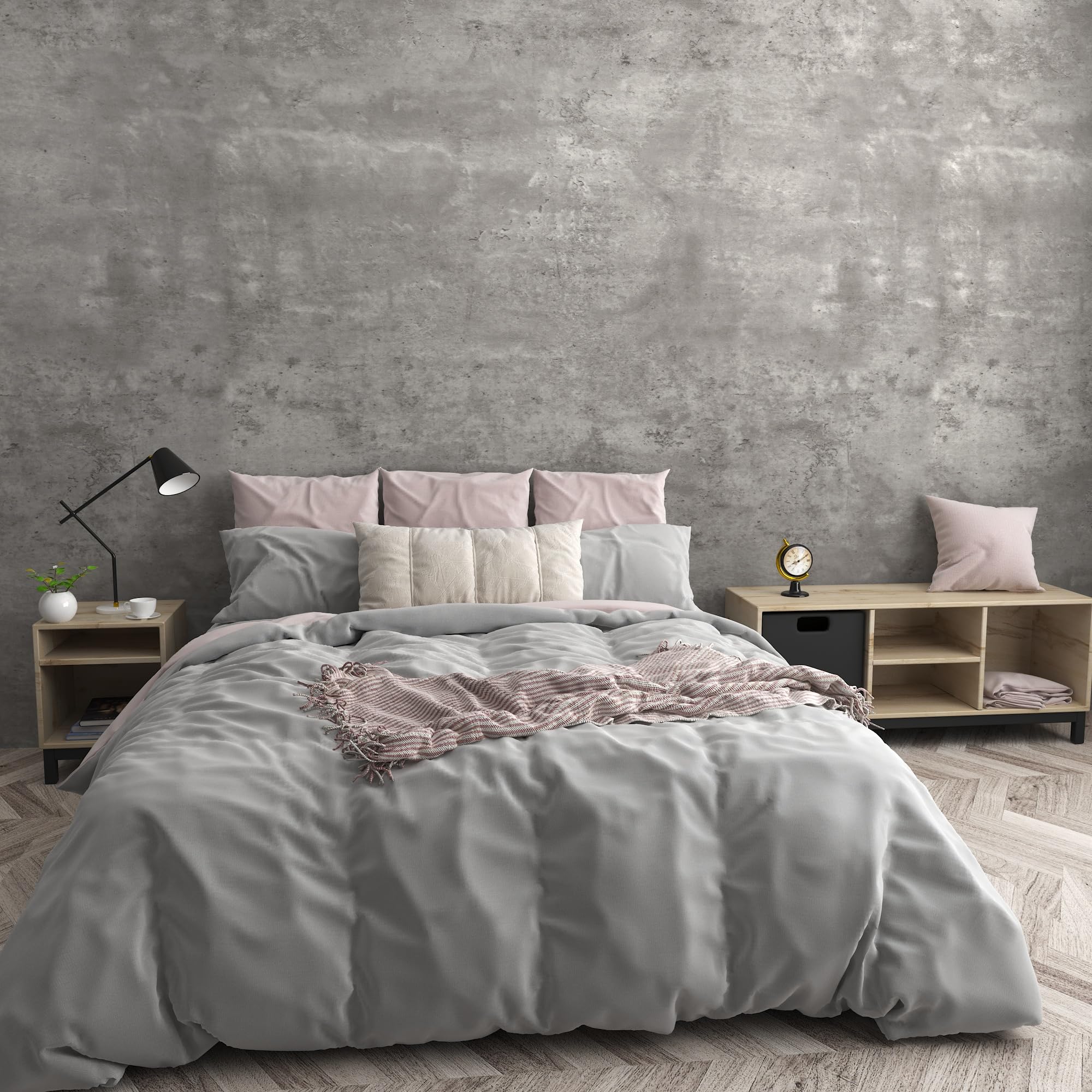 JSEVEM Carta da parati autoadesiva in calcestruzzo grigio 60 cm × 5 m pellicola adesiva industriale in vinile opaco effetto copertura da parete pellicola adesiva in plastica adesiva