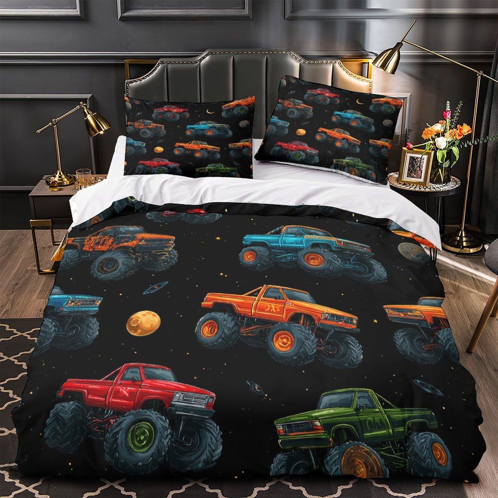 Housse de Couette Camion Tout-Terrain 3D Effet Parure de Lit 200x200 Confortable