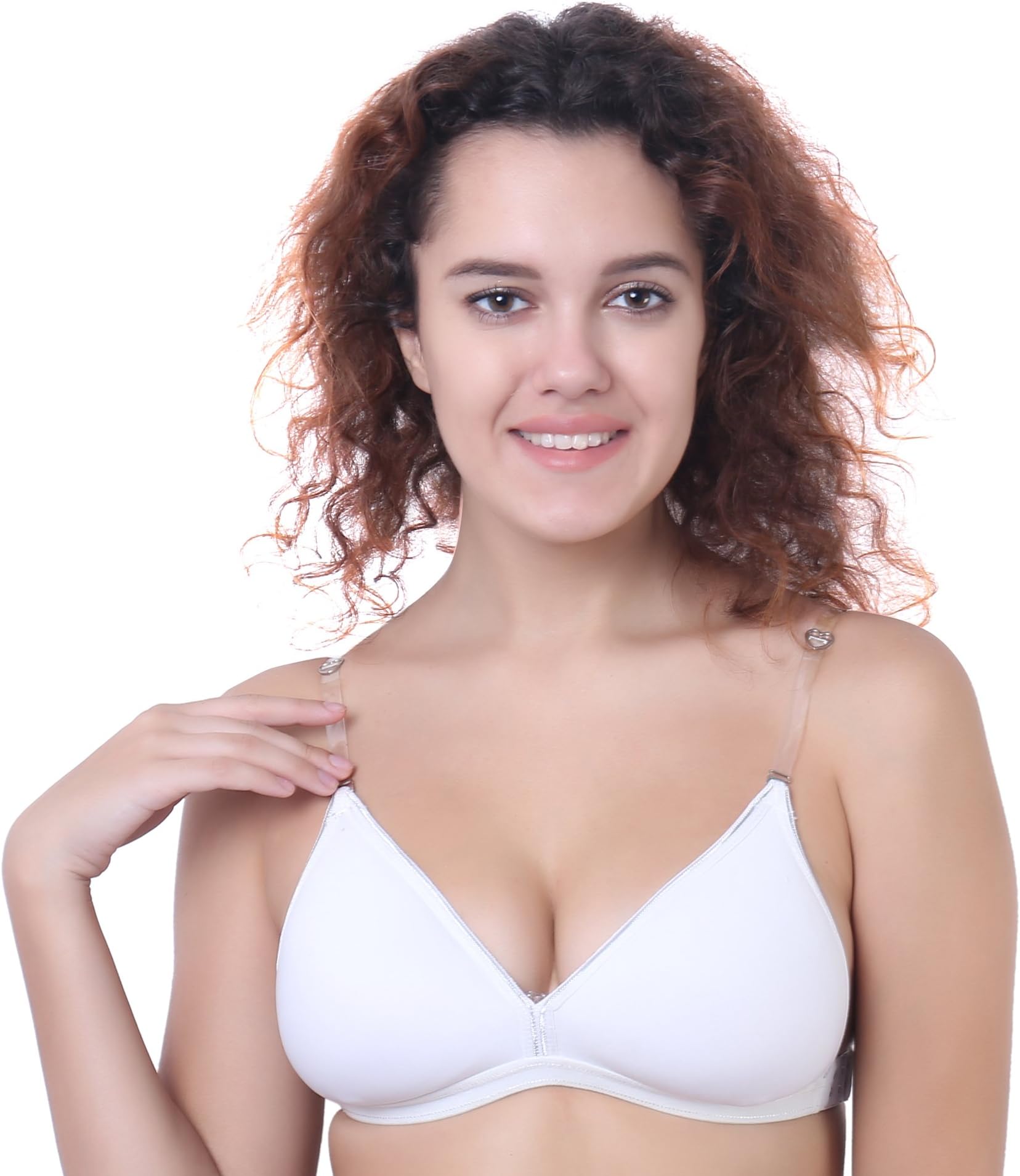 Ossirrio Women's Backless Light Padded Bra with Transparent Back Strap Comfortable Push Lingerie B, C and D Cup Bra