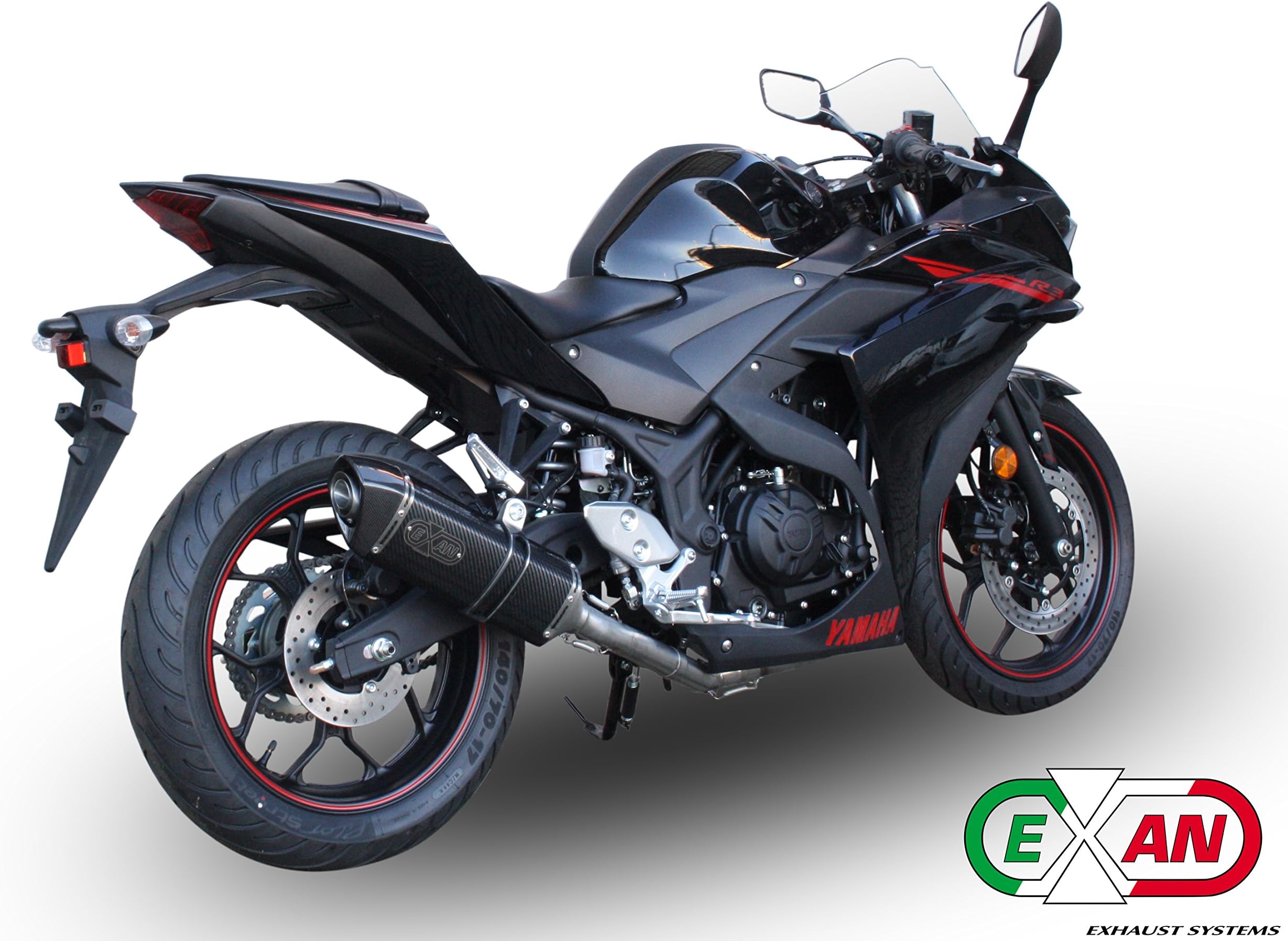 Yamaha YZF-R3 Exan Exhaust 2in1 Full System OVAL X-BLACK Carbon New