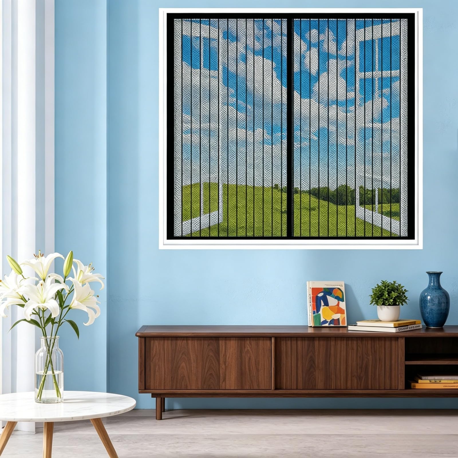 Lihuane Black Magnetic Window Fly Screens 66 X 140 Cm Easy To Open Windows Insect Mesh Mosquito Bug Net No Drilling Or Screwing Pet And Kid Friendly For Kitchen Bedroom Room Window,