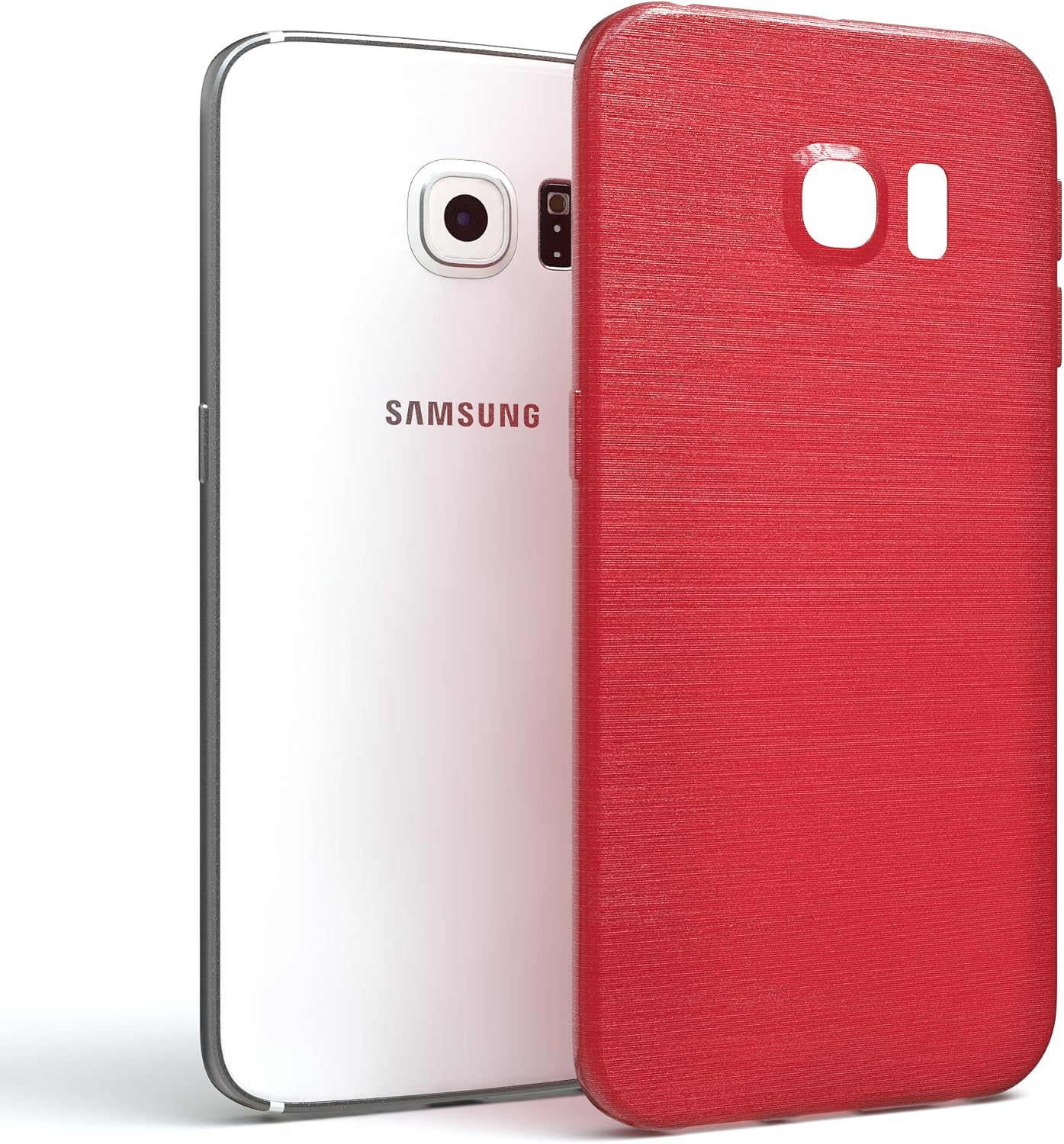 Galaxy S6 Edge Case - Eazy CASE Premium Protective Covers for Samsung Galaxy S6 Edge Silicone Bumper, Shock Absorption Hard Shell - Brushed Cell Phone Case in Red