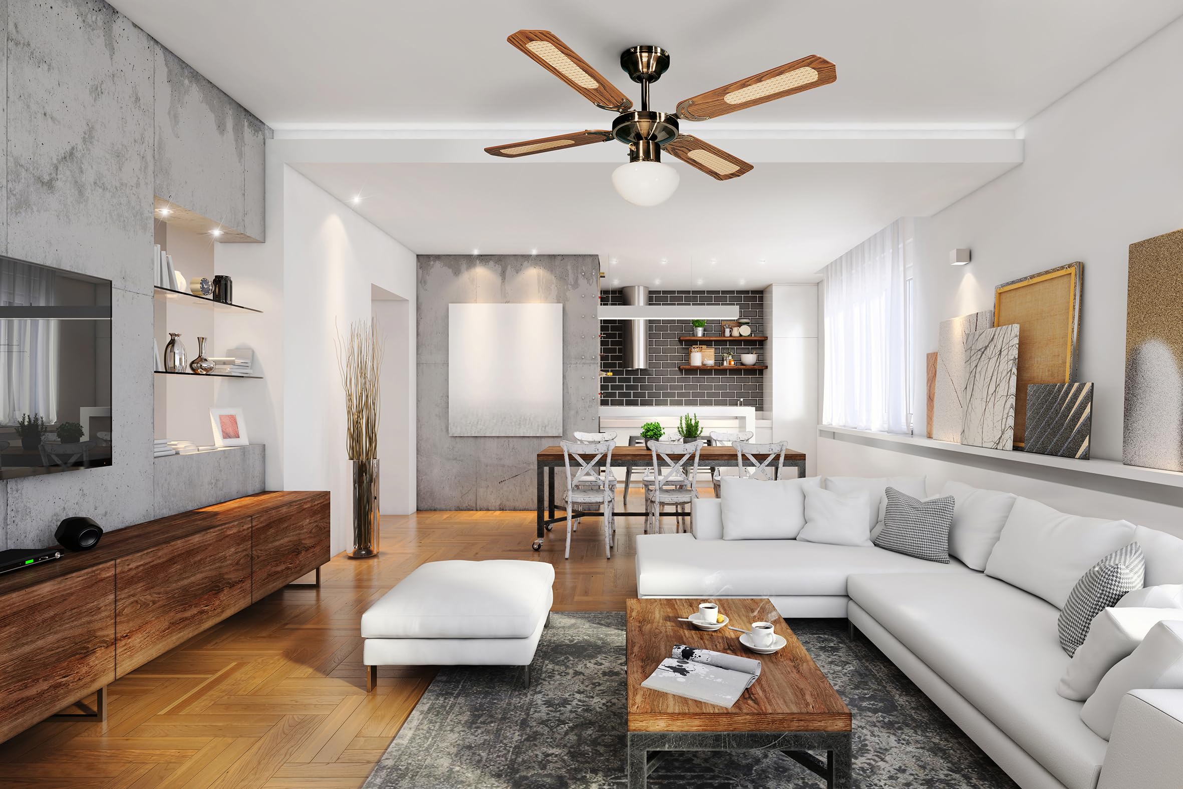 Farelek Bali Ventilateur de plafond 107 cm Brun