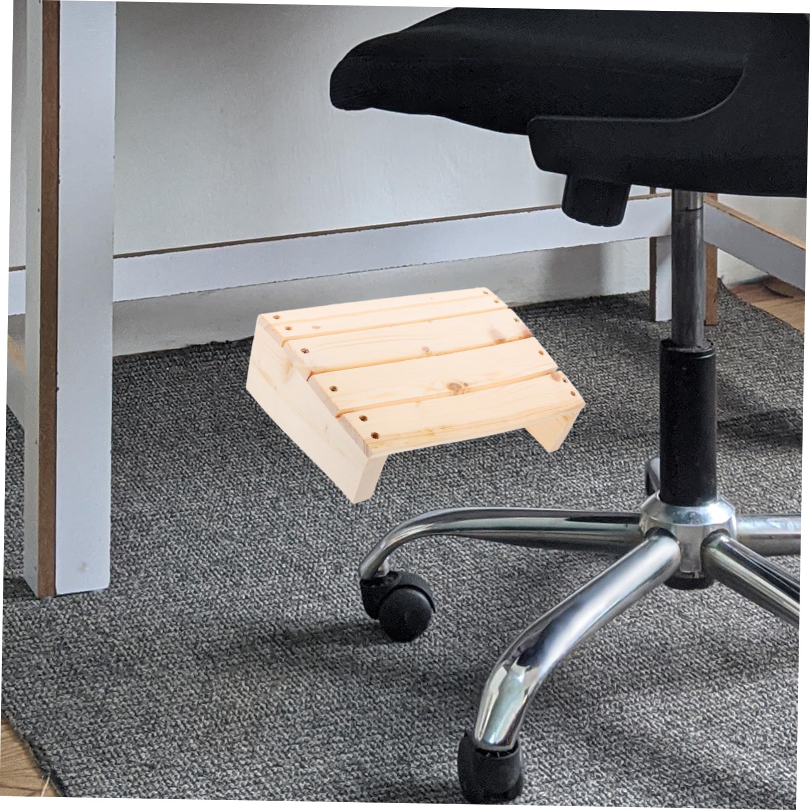NUOBESTY Poggiapiedi in Legno Massello Comfort Beige Ergonomico Inclinato per Ufficio e