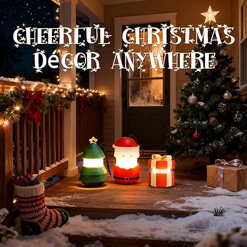 Miniatura 7 de EverBrite Juego de faroles de Navidad, decoraciones navideñas y regalos para mujeres y hombres, 5 modos de luz pilas AAA incluidas, uso en