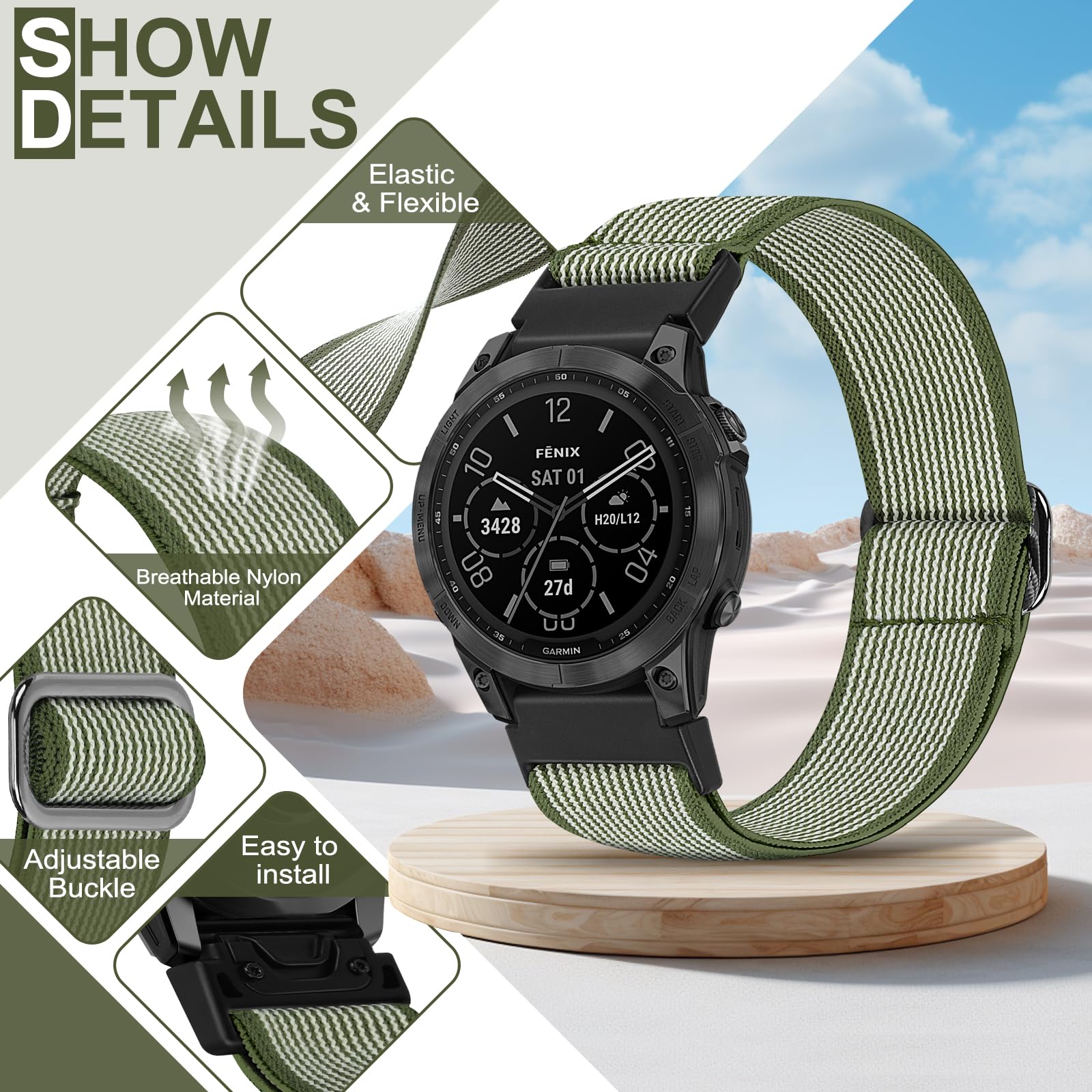 Amazon.co.jp: [Tiptops] QuickFit 22mm バンド Garmin Fenix 5/Fenix