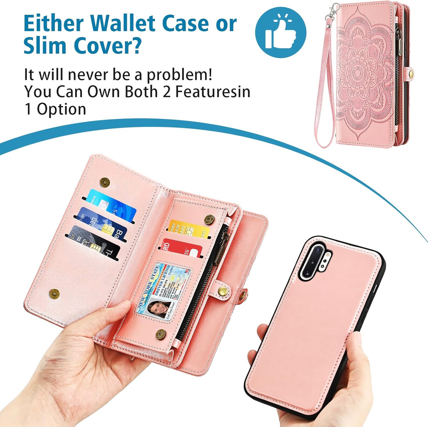 Asuwish Phone Case for Samsung Galaxy Note 10 Plus Note10+ 5G Zipper Wallet Cell Cover with Screen Protector Strap Flower Card Holder Slot Note10 + Notes 10+ Ten Not S10 10Plus Women Girls Rose Gold