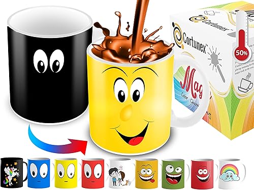 Taza sensible al calor  Taza de café que cambia de color  Taza de café divertida  Preciosa taza de lindas caricaturas  Gran taza para el día del