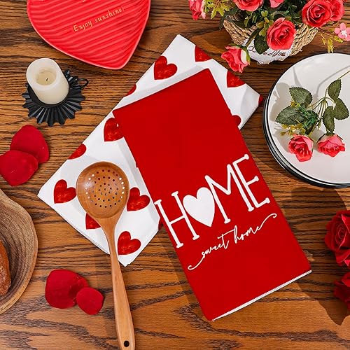 Miniatura 2 de Siilues Juego de 2 toallas de cocina para el día de San Valentín, 18 x 26 pulgadas, toallas de cocina para el día de San Valentín, decoración del