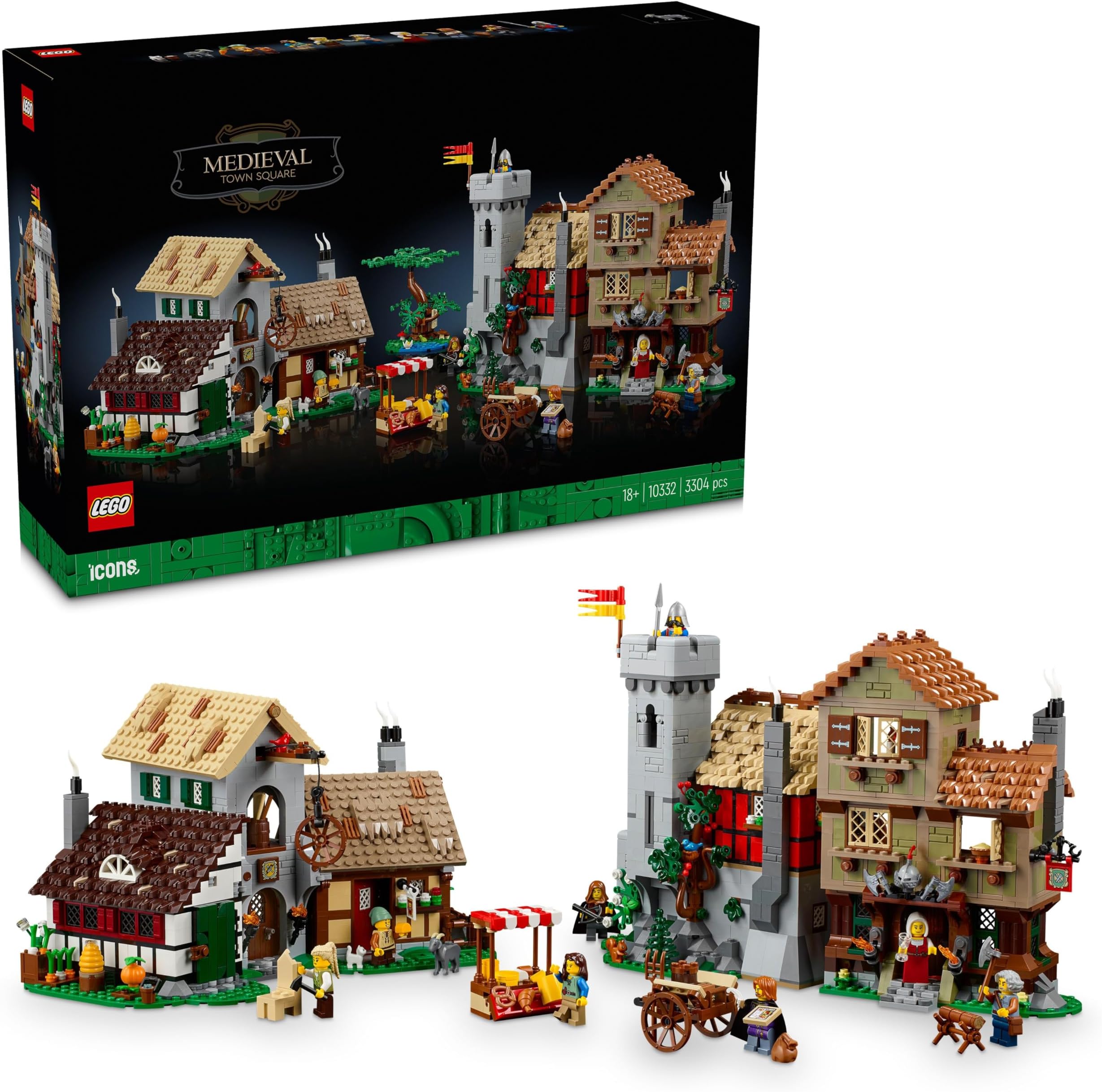 Icons Medieval Town Square Building Set 10332 Building Blocks for 18+ Gift