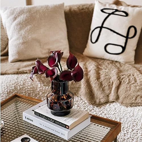 Miniatura 5 de Jarrón de cristal ámbar, jarrones decorativos para decoración de boda, oficina en casa, jarrón único moderno para centro de mesa, estante de libros,