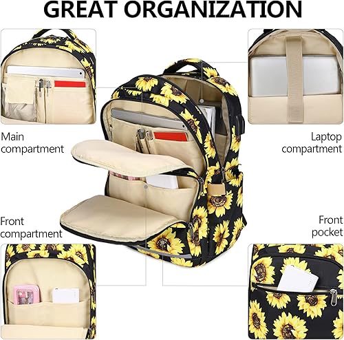 Miniatura 5 de BLUBOON Mochila para mujer de 15.6 pulgadas, mochila para la escuela universitaria, mochila floral para niñas, mochila para viajes de negocios con