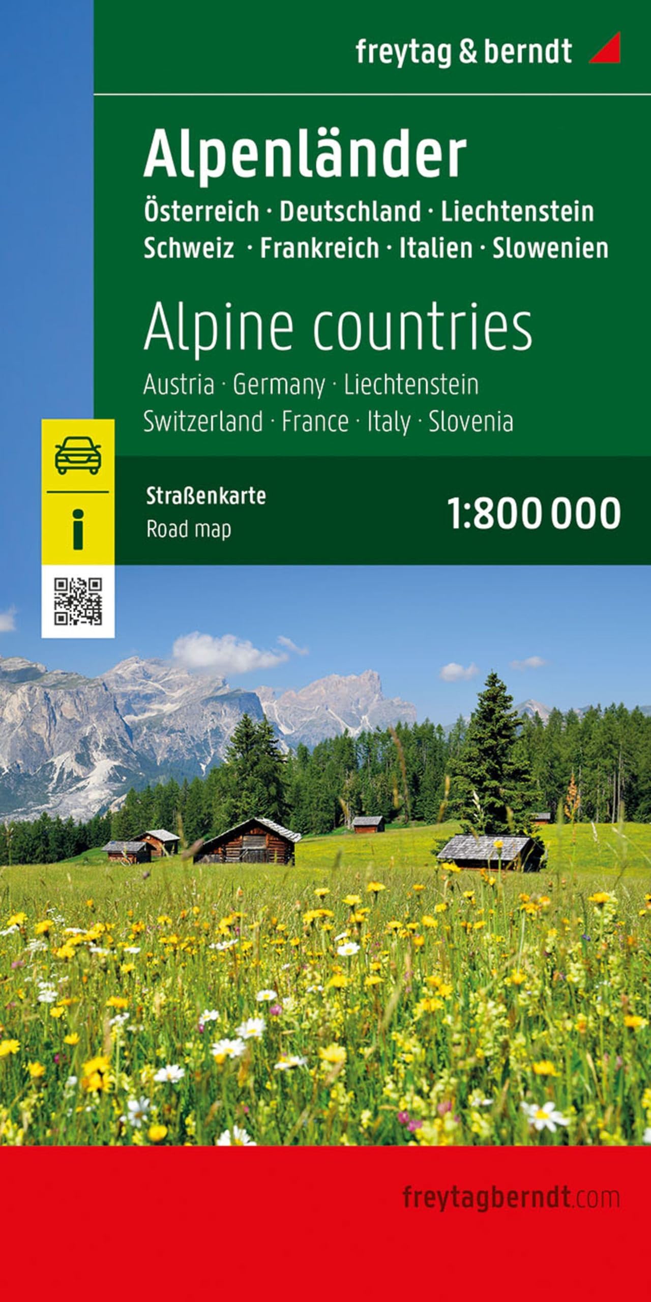 Alpine Countries Road and Leisure Map: Austria, Germany, Liechtenstein, Switzerland, France, Italy,